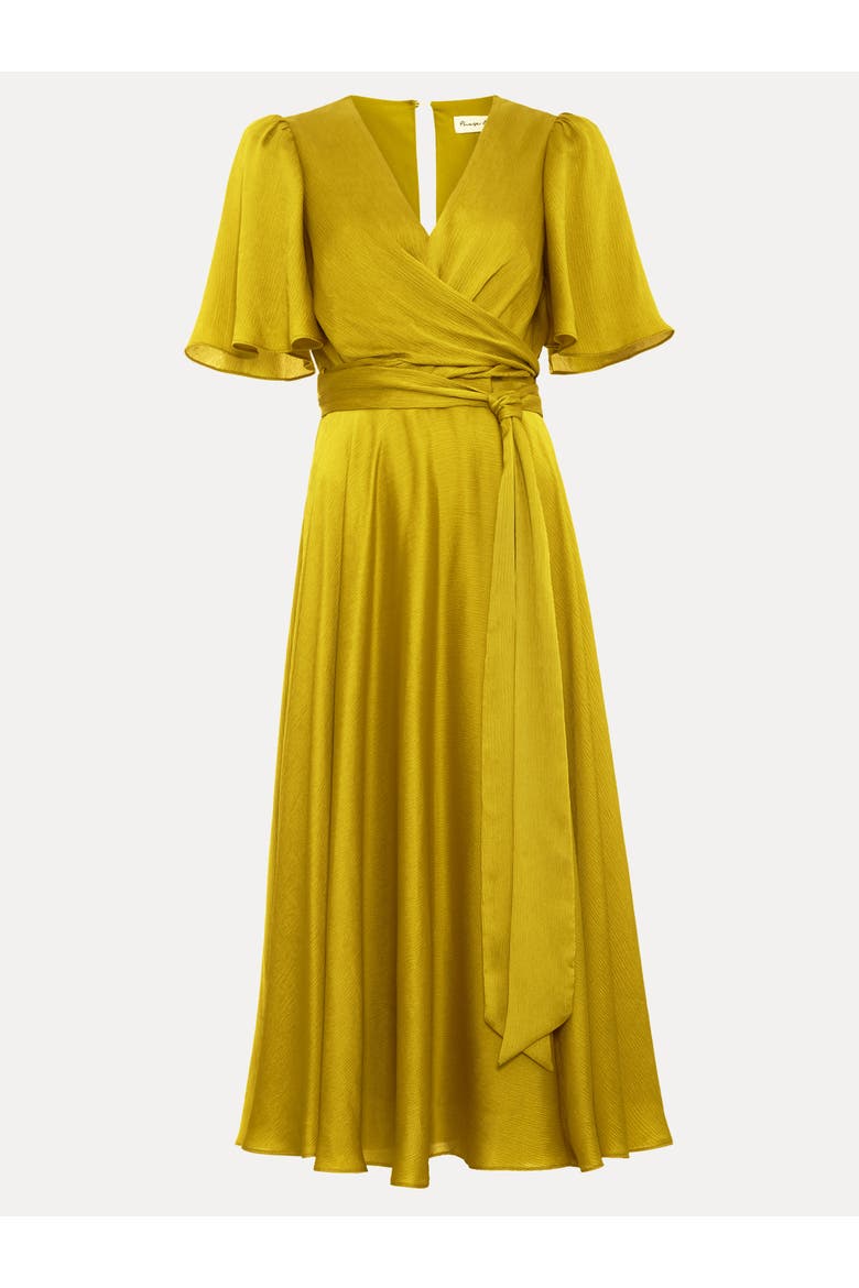 Abbie Draped Tie Waist Wrap Dress, Alternate, color, Yellow