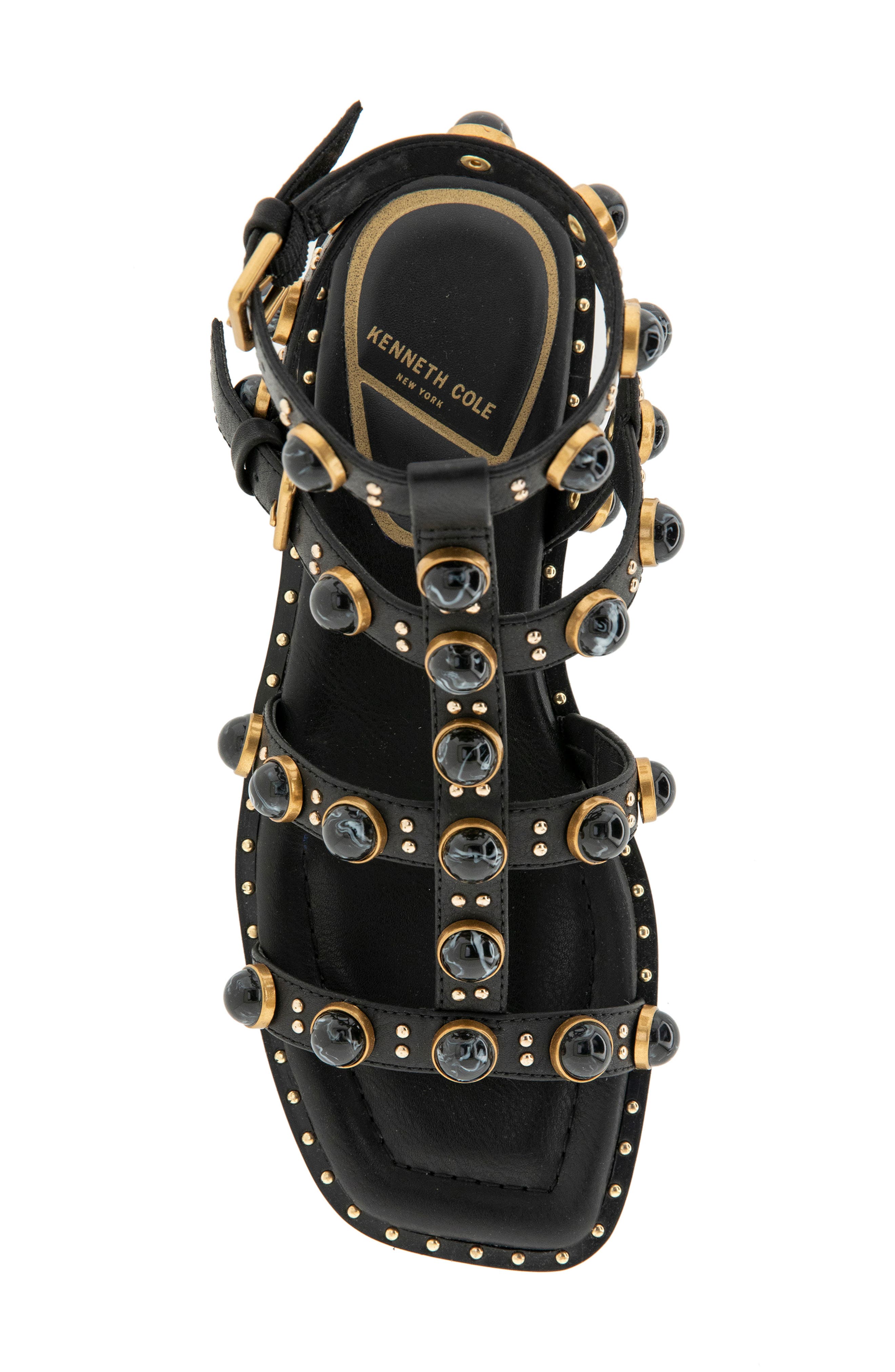 Kenneth Cole Ruby Stones Ankle Strap Sandal, Alternate, color, Black