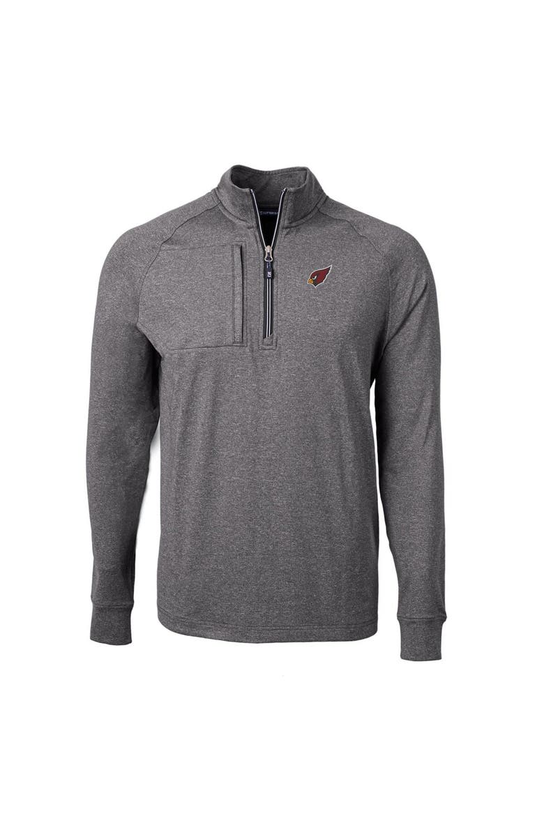 Men's Cutter & Buck  Heather Black Arizona Cardinals  Big & Tall Adapt Eco Knit Quarter-Zip Pullover Top, Alternate, color, Heather Black
