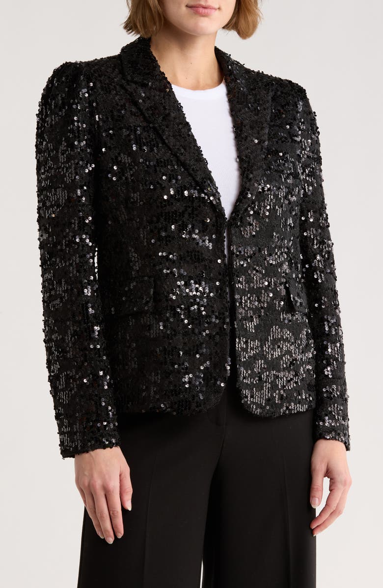 Love Token Jensen Sequin Blazer, Main, color, Black