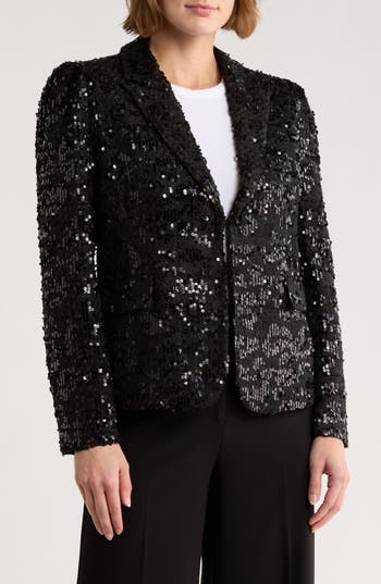 Love Token Jensen Sequin Blazer In Black