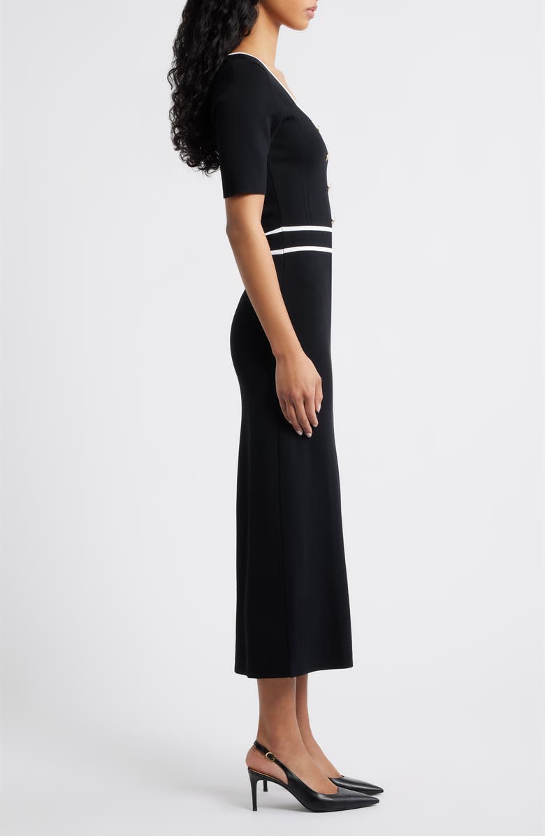 FREEMARKET Short Sleeve Knit Dress, Alternate, color, Black/ White