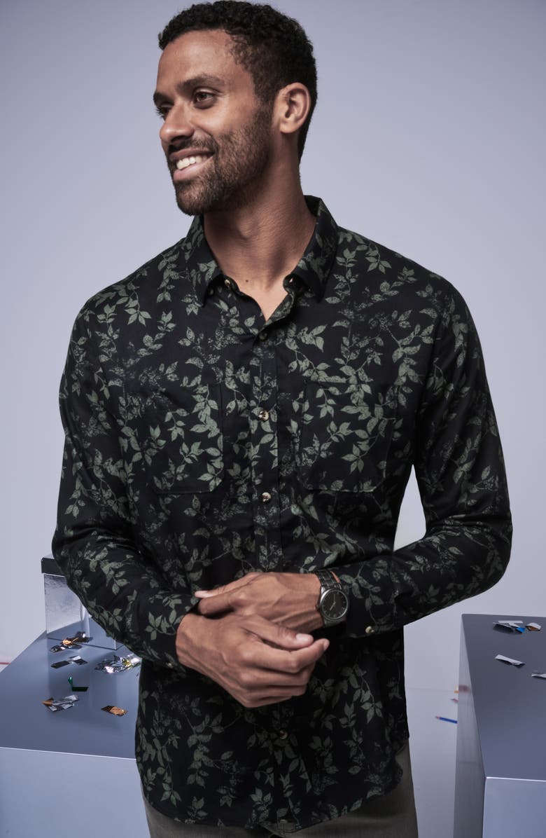 TravisMathew Searchlight Button-Up Shirt, Alternate, color, Black