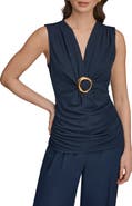 Donna Karan New York Hardware Accent Sleeveless V-Neck Top