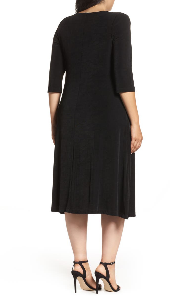 Vikki Vi Three-Quarter Sleeve Stretch Knit A-Line Dress, Alternate, color,