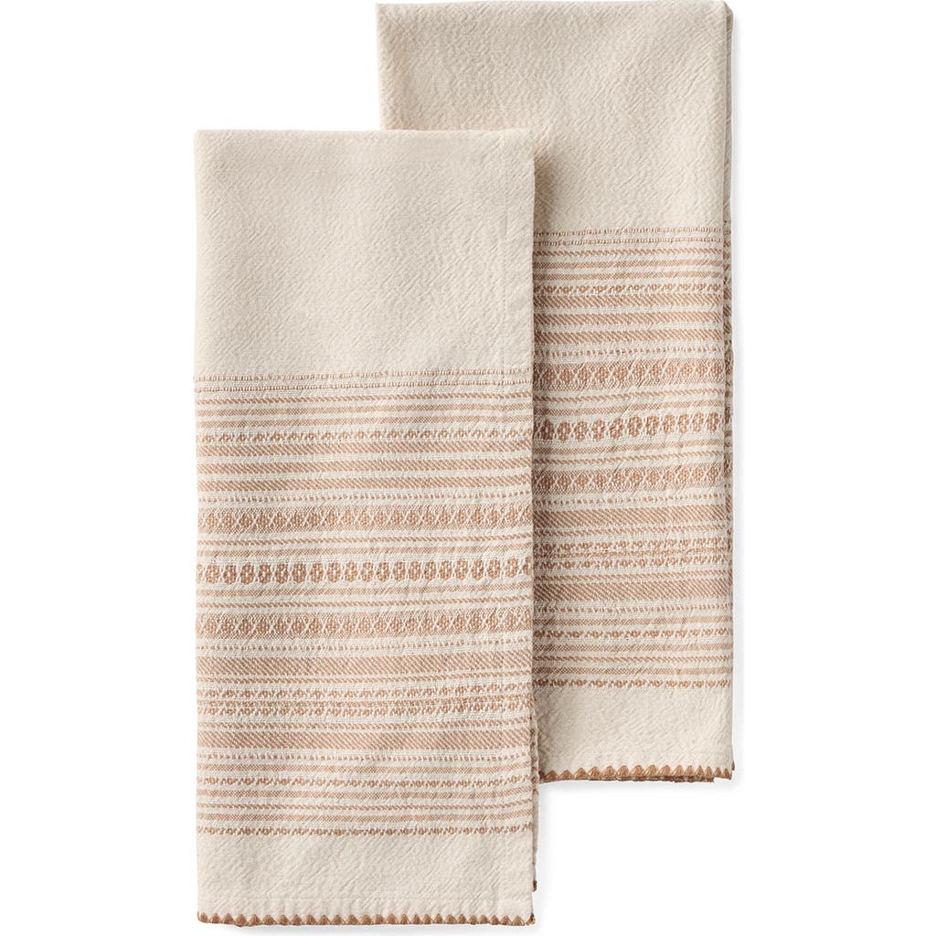 Coyuchi Oak 2-pack Organic Cotton Hand Towels In Brown