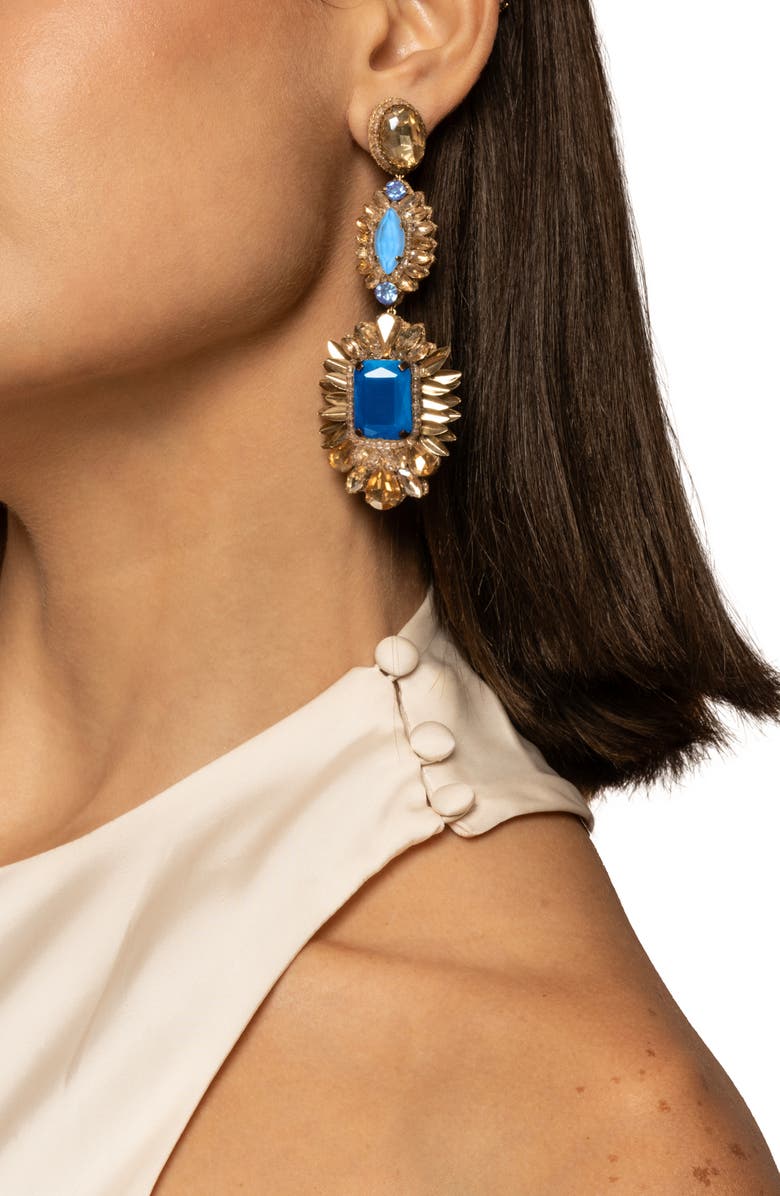 Deepa Gurnani Klara Beaded Crystal Drop Earrings, Alternate, color, Blue