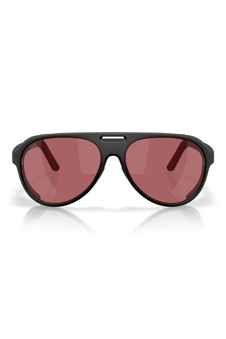 59mm Polarized Pilot Sunglasses, Main, color, MATTE BLACK / ROSE 580G