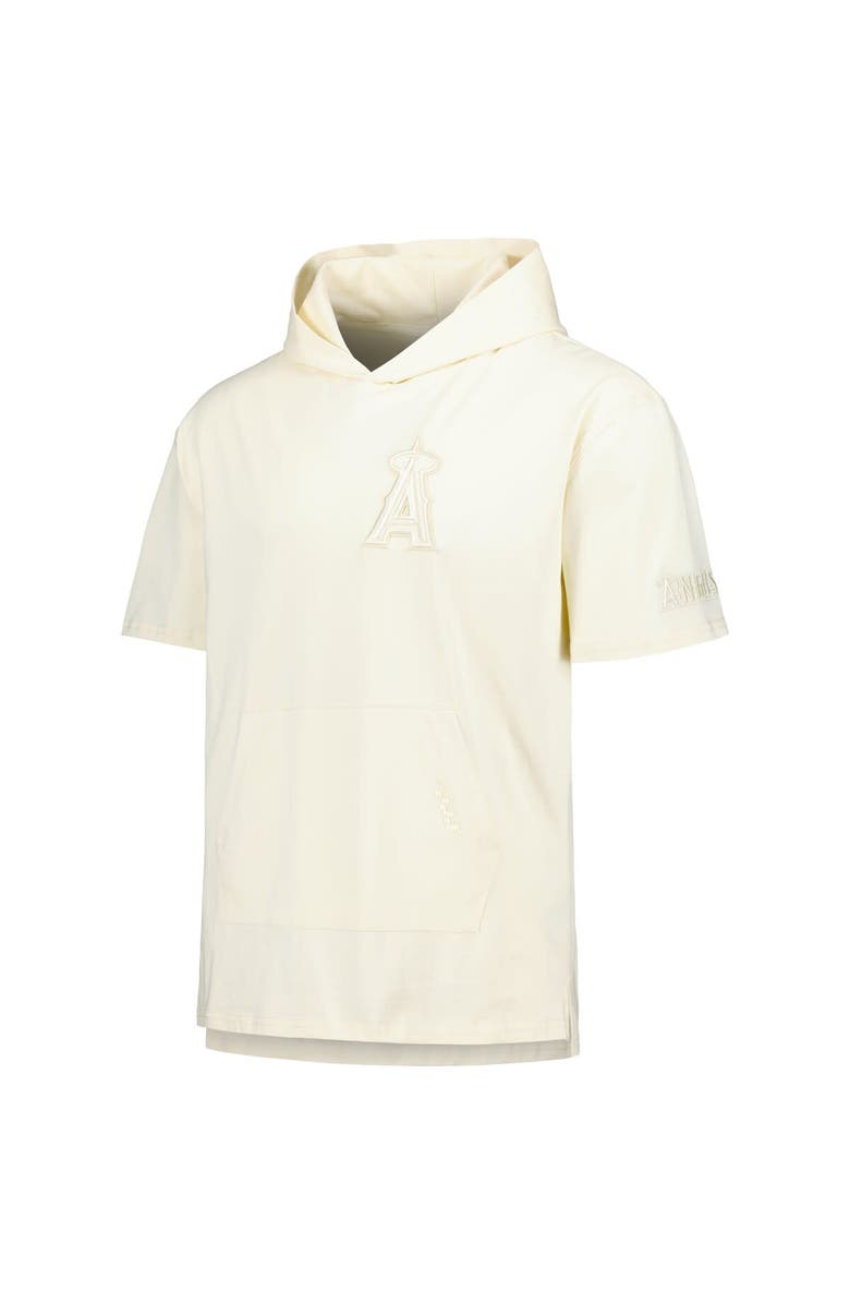 PRO STANDARD Men's Pro Standard Cream Los Angeles Angels Neutral Short Sleeve Hoodie T-Shirt, Alternate, color, Cream