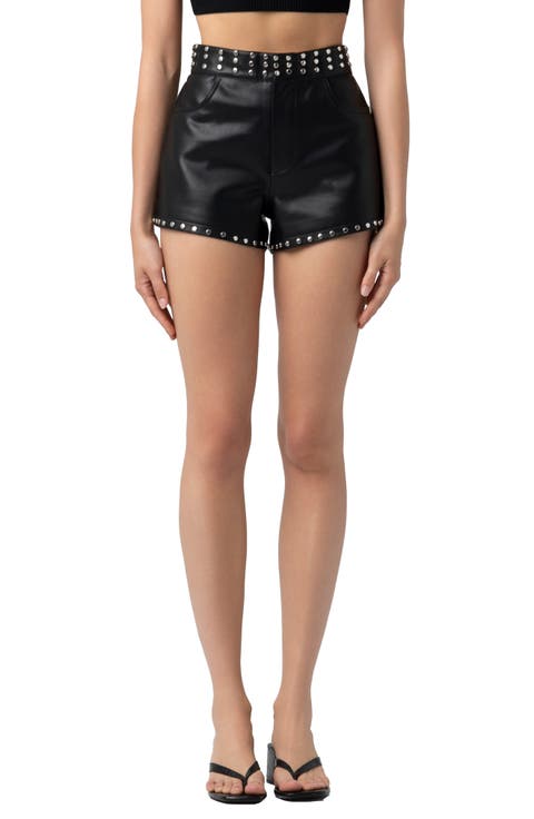 The Barrow Studded Faux Leather Shorts
