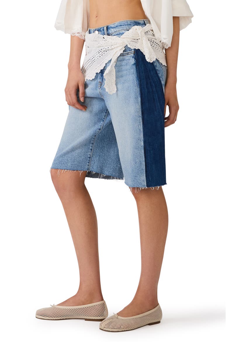 Sutten Two Tone Denim Cutoff Bermuda Shorts, Alternate, color, STORM BLUE