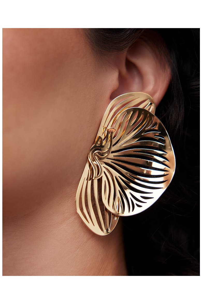 Orchid Stud Earring (Nordstrom Exclusive), Alternate, color, YELLOW GOLD