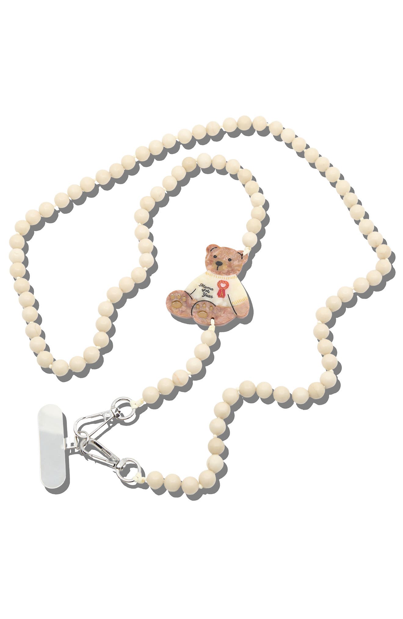 Mama Bear Beaded Crossbody Phone Strap, Alternate, color, CREAM