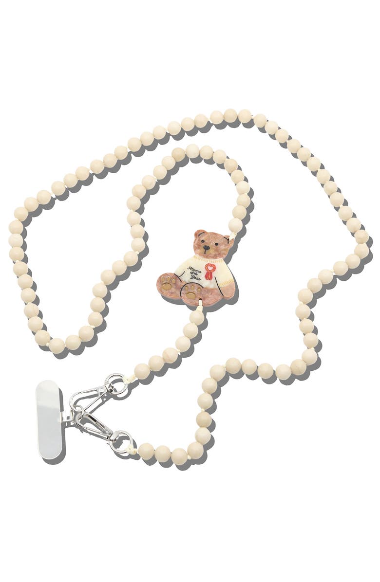 Solar Eclipse Mama Bear Beaded Crossbody Phone Strap, Alternate, color, Cream