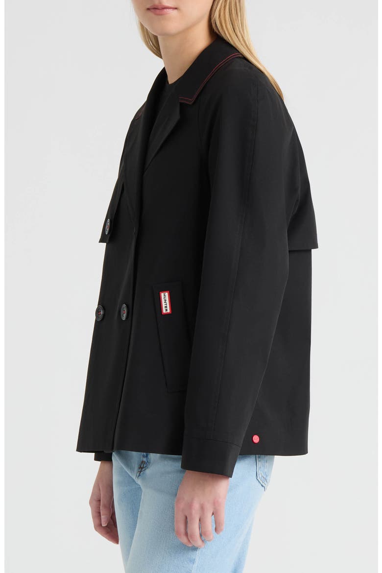 Tina Double Breasted Short Trench Coat, Alternate, color, BLACK