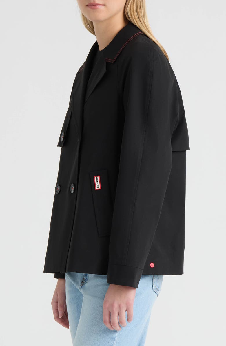 Hunter Tina Double Breasted Short Trench Coat, Alternate, color, Black