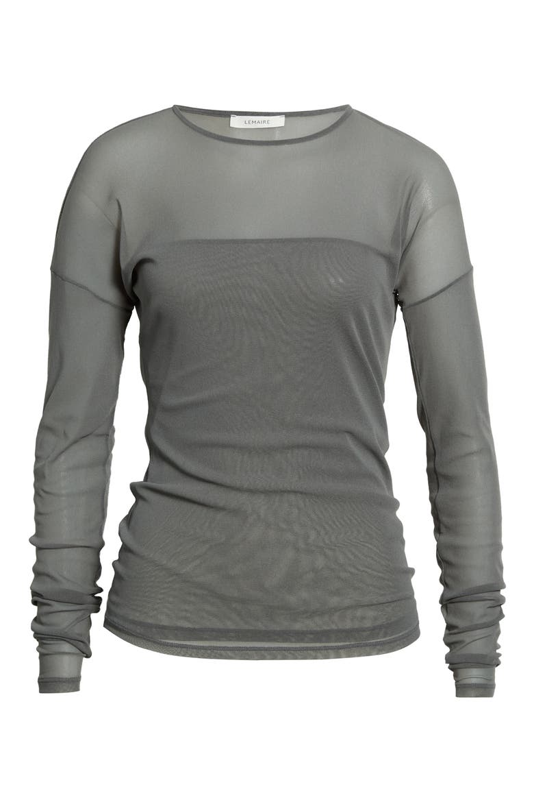 Ballerina Long Sleeve Mesh Top, Main, color, STEEL