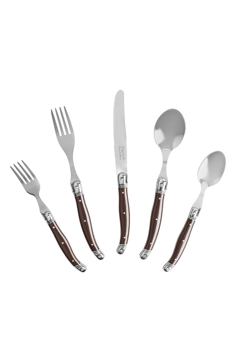 FRENCH HOME Laguiole 20-Piece Flatware Set, Alternate, color, Chocolate Brown