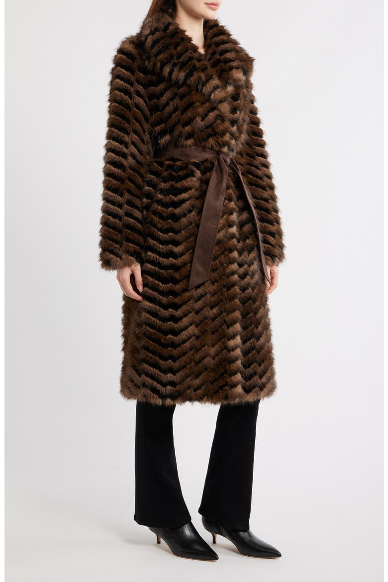Faux Fur Coat, Alternate, color, BLACK/ BROWN MULTI COLOR