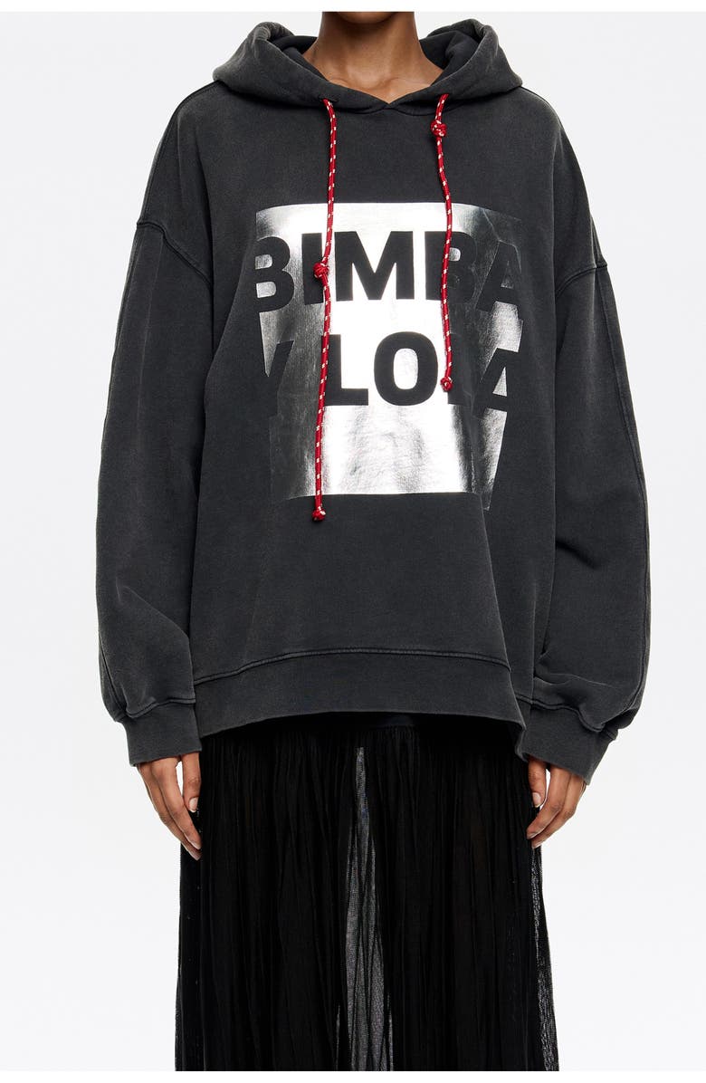 Bimba y Lola Washed Oversize Logo Sweatshirt, Alternate, color, Washed Black
