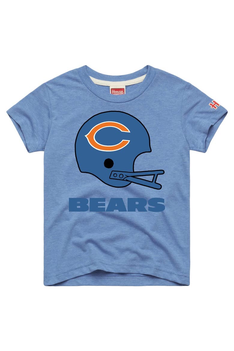 Youth Homage Light Blue Chicago Bears Big Helmet Tri-Blend T-Shirt, Main, color, Light Blue