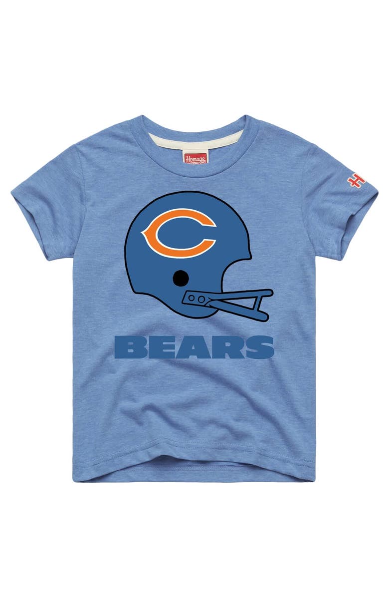 Homage Youth Homage Light Blue Chicago Bears Big Helmet Tri-Blend T-Shirt, Main, color, Light Blue