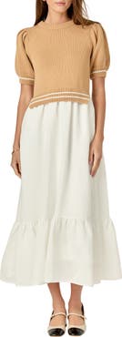 English Factory Mixed Media Midi Dress