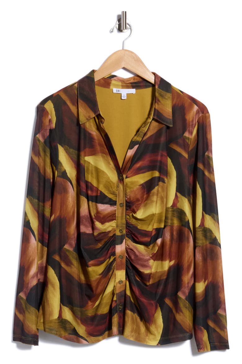 Ruched Front Mesh Top, Main, color, MULTI