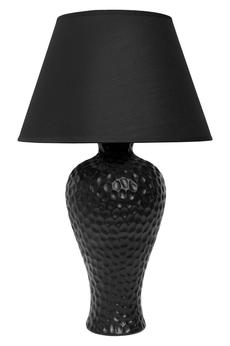 Textured Stucco Curvy Ceramic Lamp, Main, color, BLACK