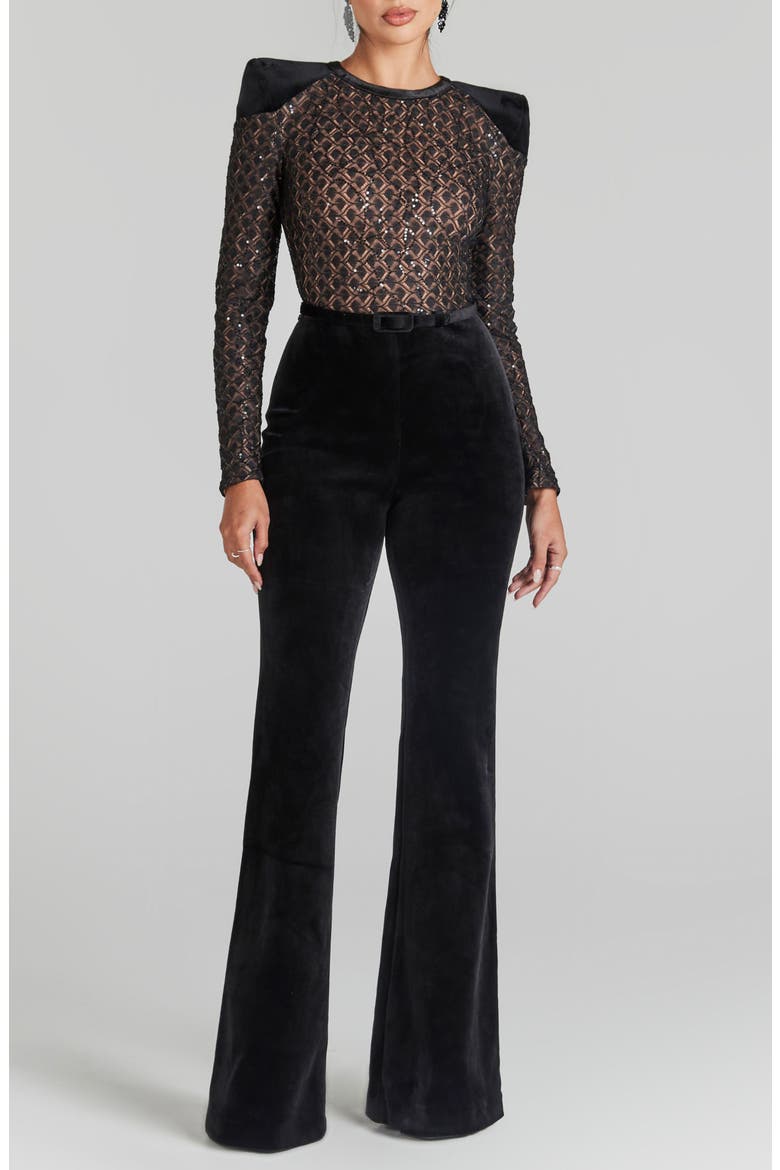 Amanda Long Sleeve Jumpsuit, Main, color, BLACK