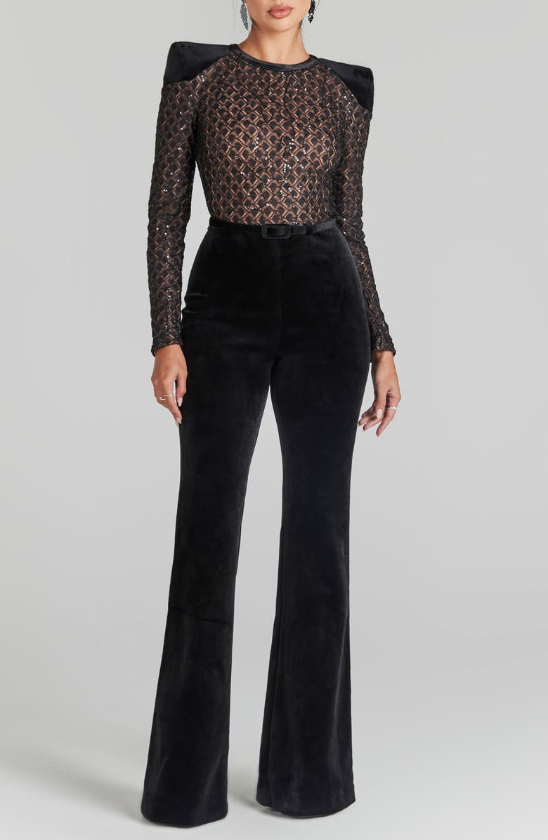 NADINE MERABI Amanda Long Sleeve Jumpsuit, Main, color, Black