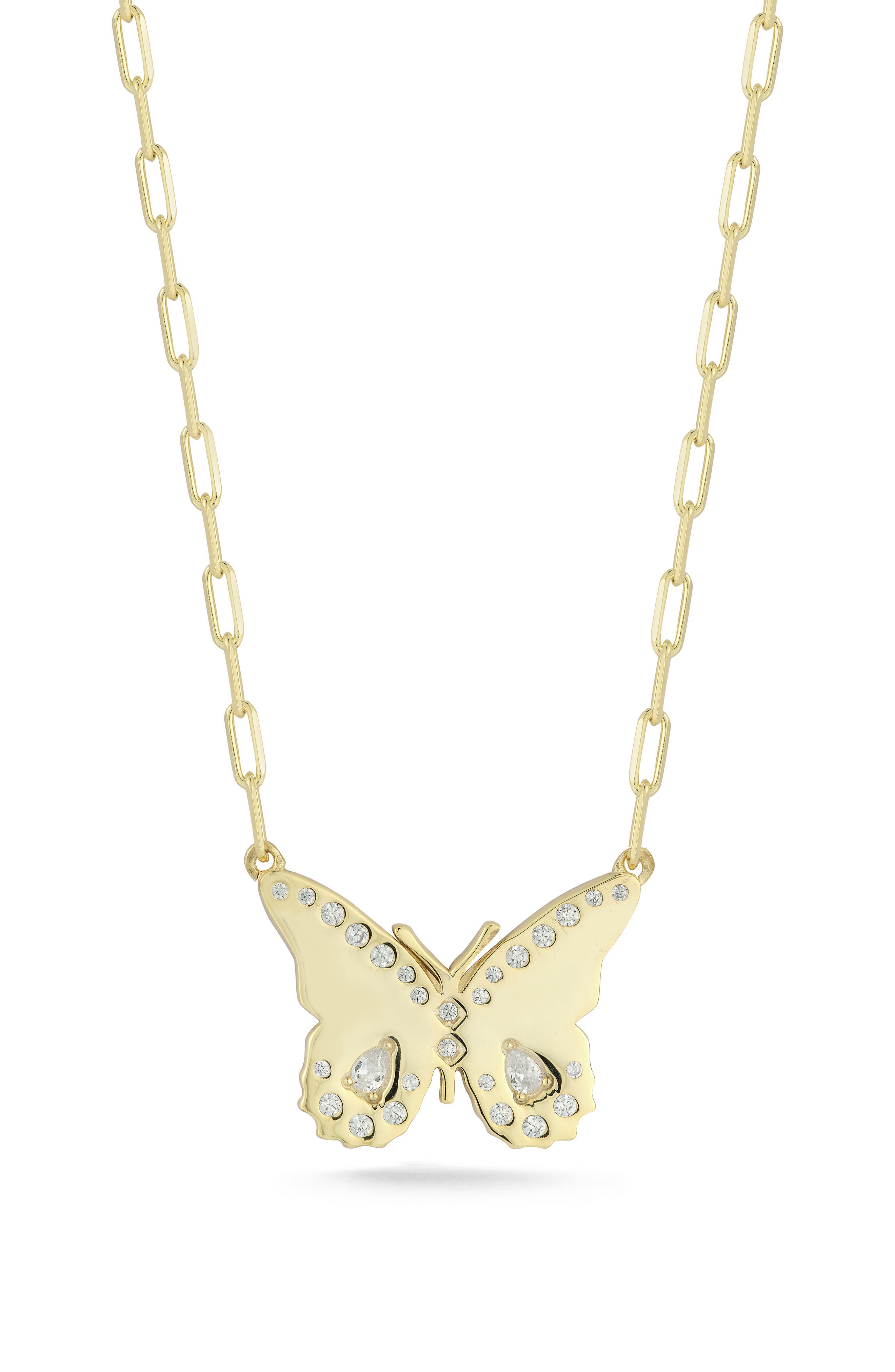 Sterling Silver & CZ Butterfly Pendant Necklace