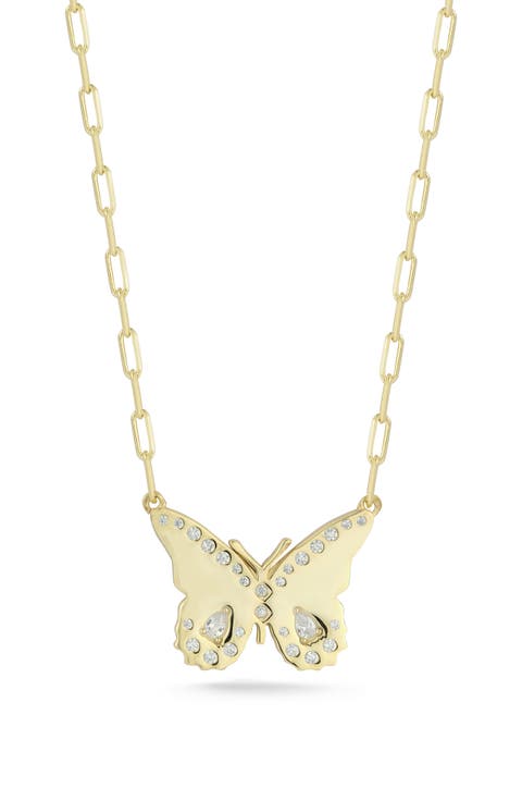 Sterling Silver & CZ Butterfly Pendant Necklace
