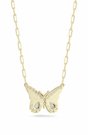 Sterling Silver & CZ Butterfly Pendant Necklace