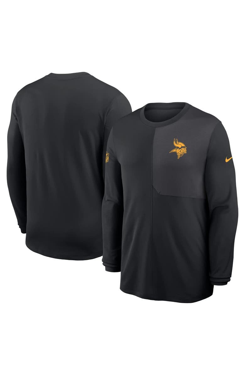 Nike Men's Nike Black Minnesota Vikings Sideline Coach UV Performance Long Sleeve T-Shirt, Alternate, color, Black