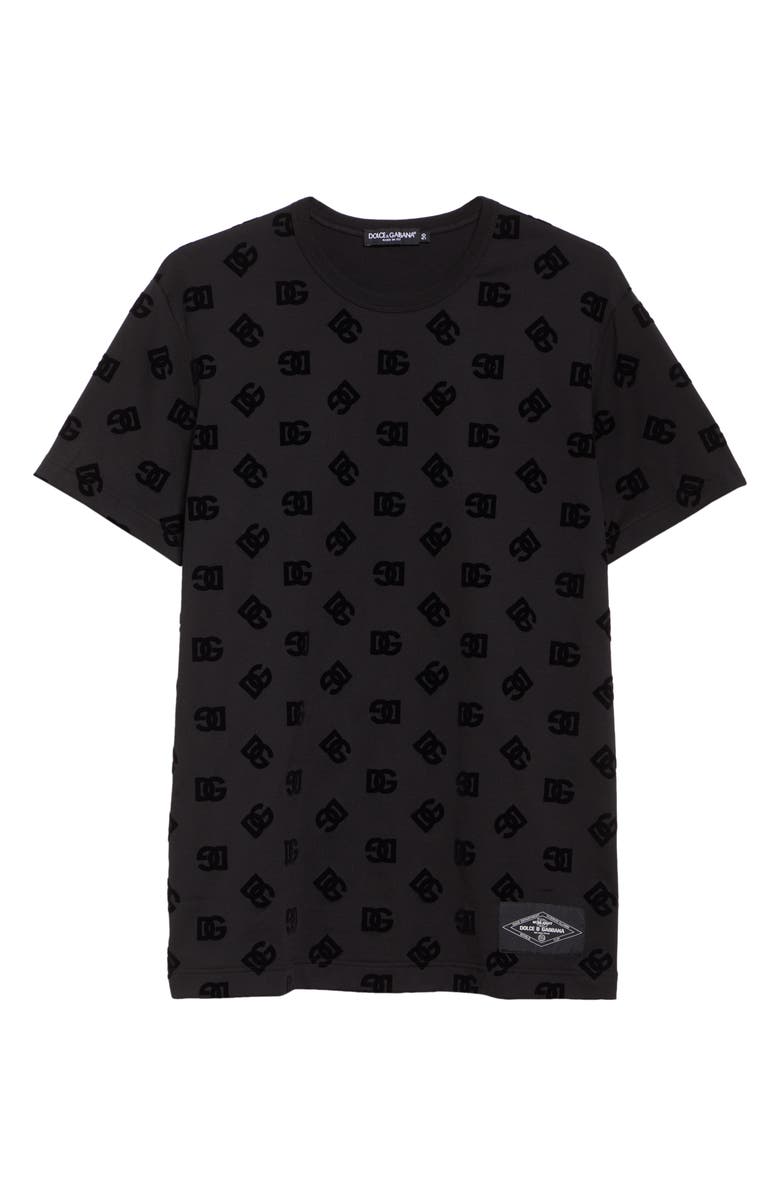 Dolce&Gabbana Re-Edition Flocked Logo Cotton T-Shirt, Alternate, color, N0000 Nero