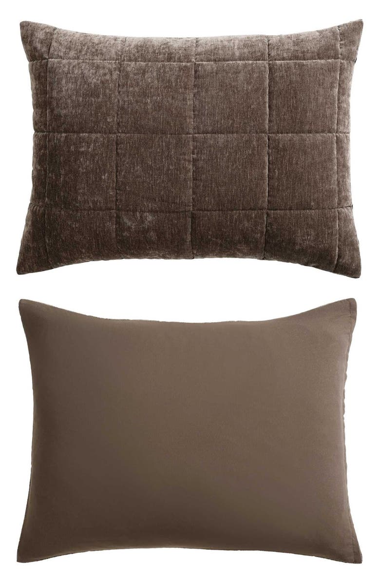 Vera Wang Chenille Box Quilt Set, Alternate, color, Chocolate Brown
