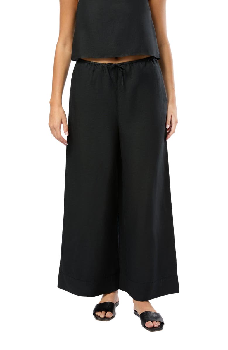 Onia Air Linen Wide Leg Drawstring Pant, Alternate, color, Black