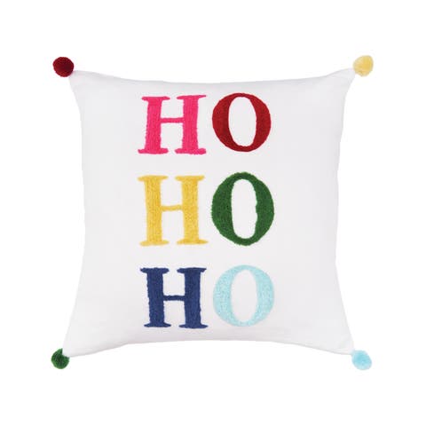 Boho HoHoHo Throw Pillow, 18" x 18"