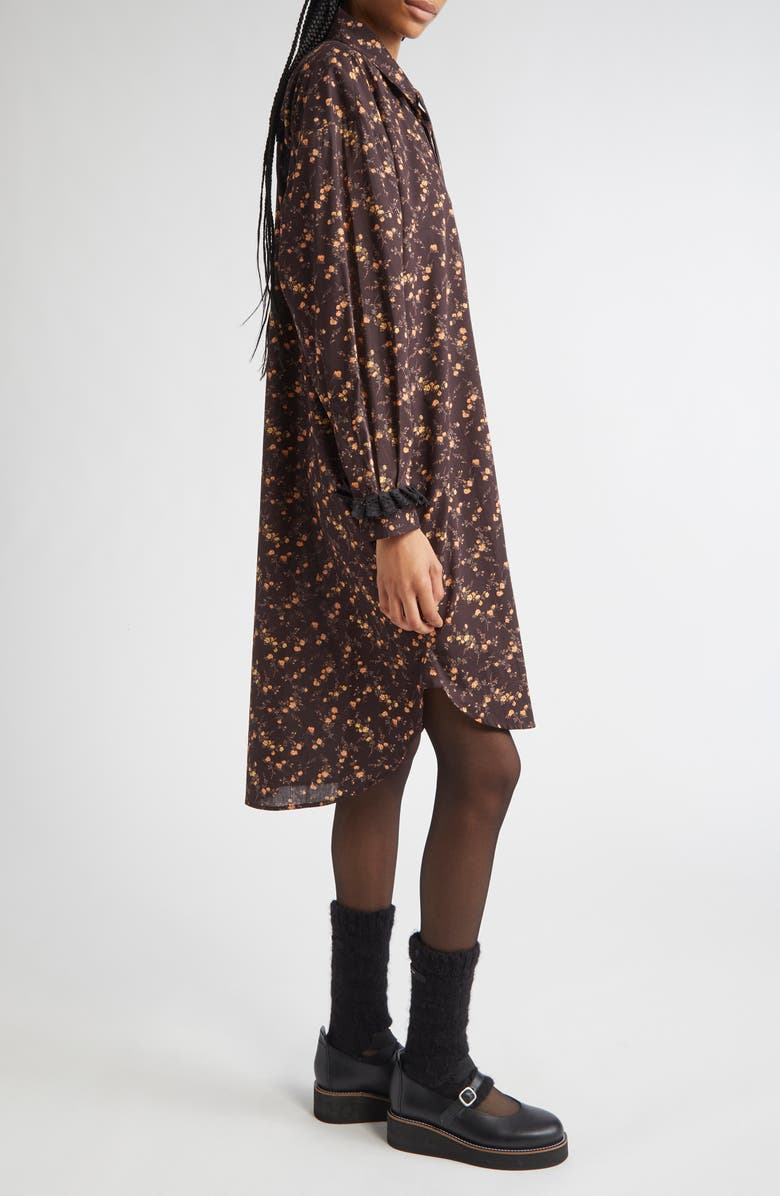 Meruert Tolegen Liberty London Floral Print Long Sleeve Shirtdress, Alternate, color, Brown