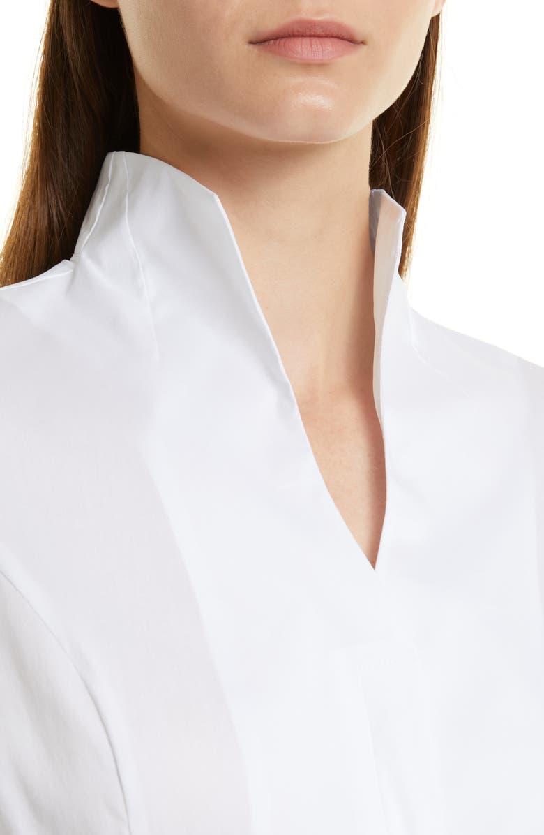 Misook Split Neck Poplin Blouse, Alternate, color, White