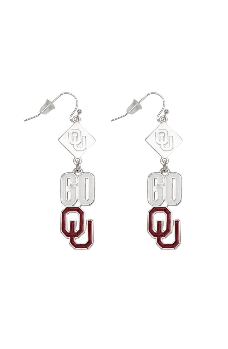 EMERSON STREET Oklahoma Sooners Della Earrings, Main, color, Silver