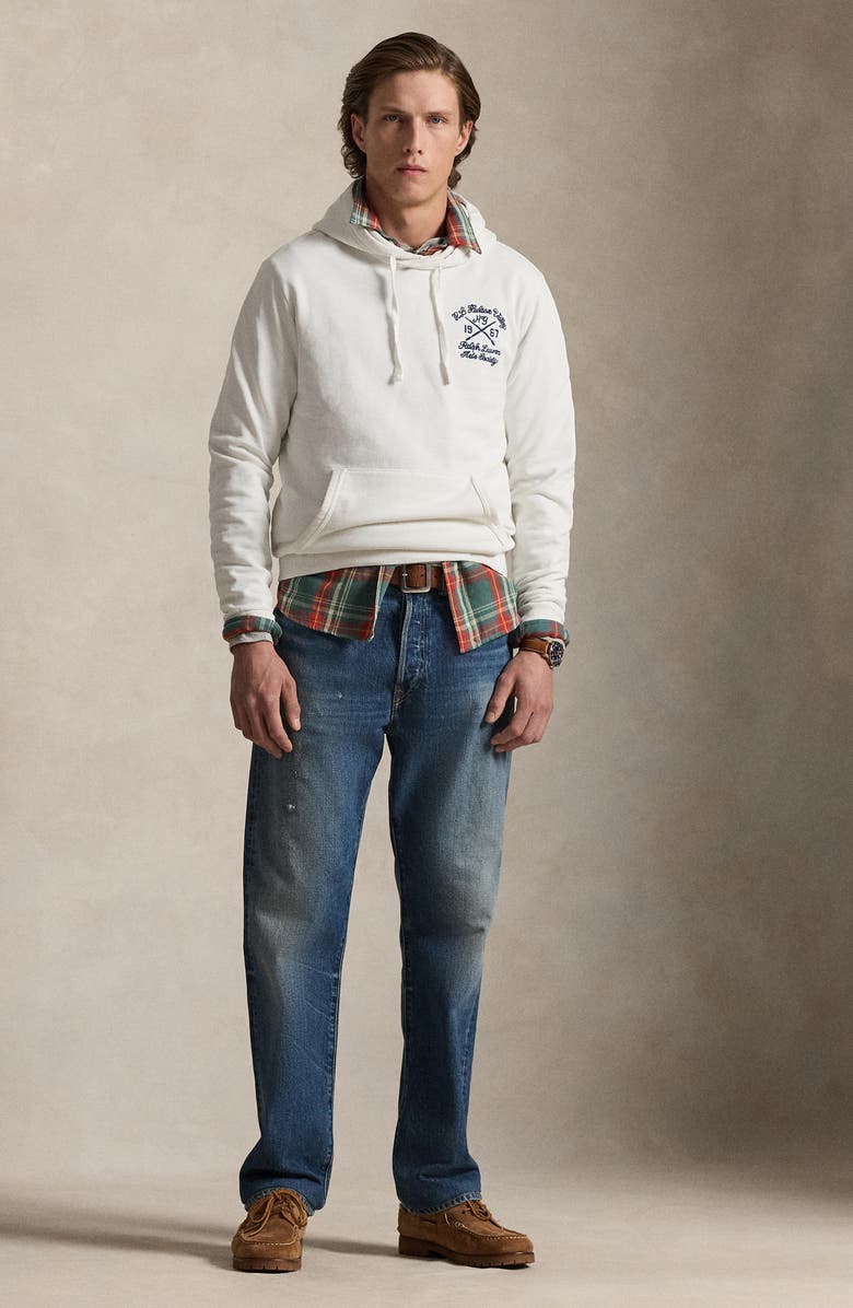 Polo Ralph Lauren Arts Society Embroidered Cotton Fleece Hoodie, Alternate, color, Deckwash White