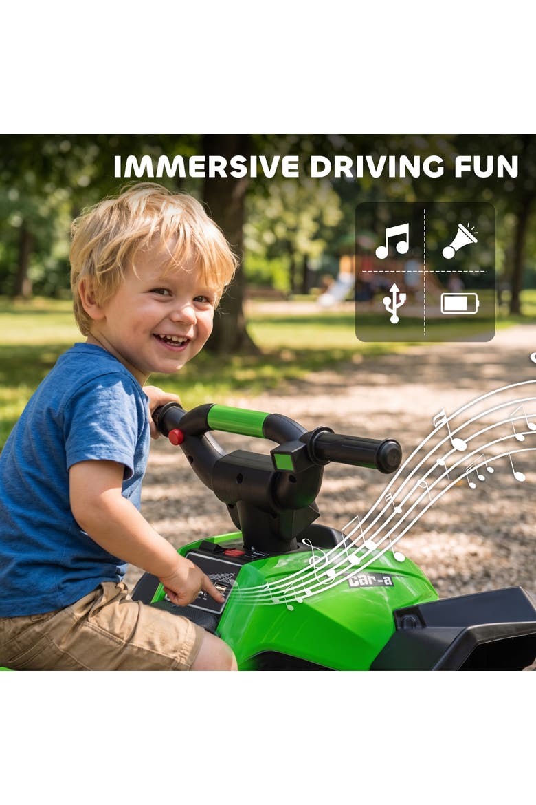 12V Kids ATV Quad Car with Forward & Backward, Wear-Resistant Wheels, Music, Alternate, color, Green
