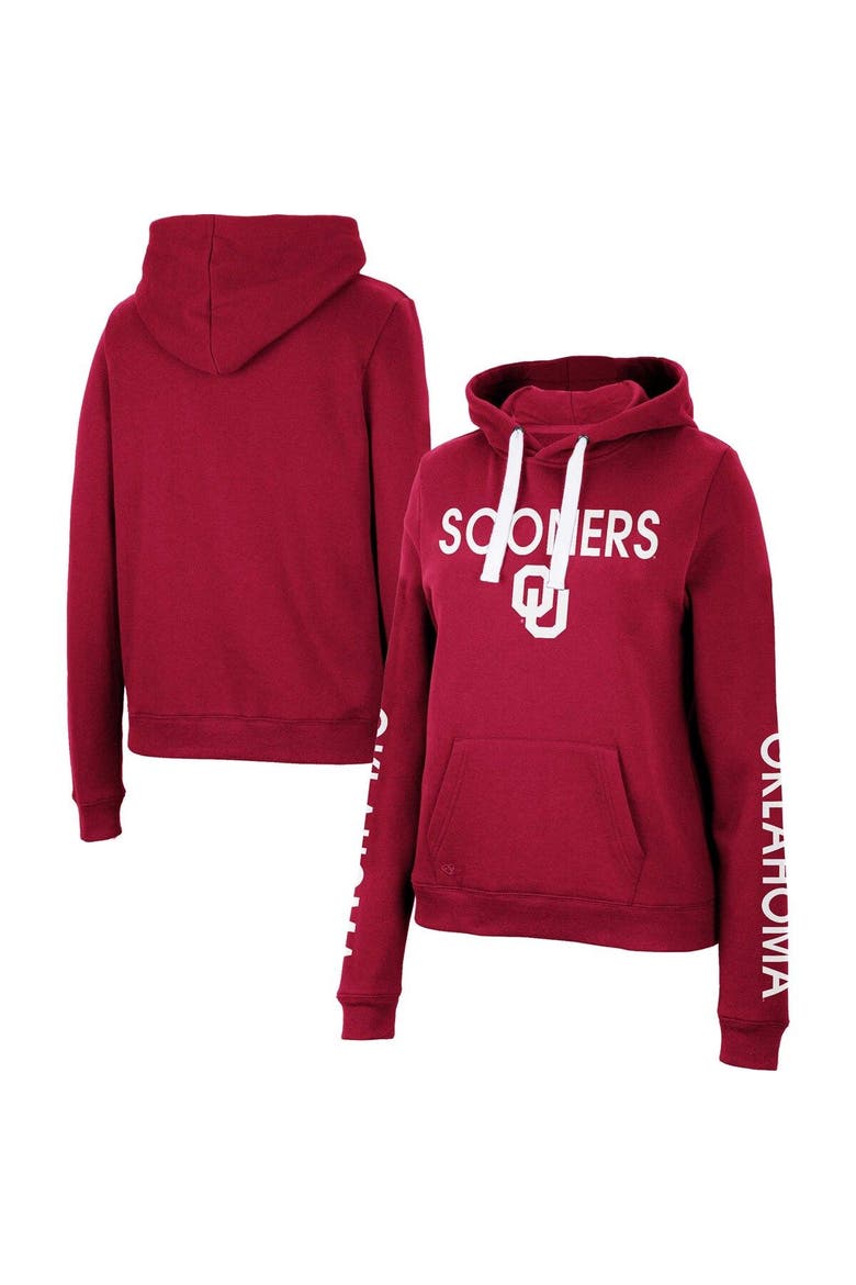 Women's Colosseum Crimson Oklahoma Sooners 3-Hit Pullover Sweatshirt, Main, color, Crimson