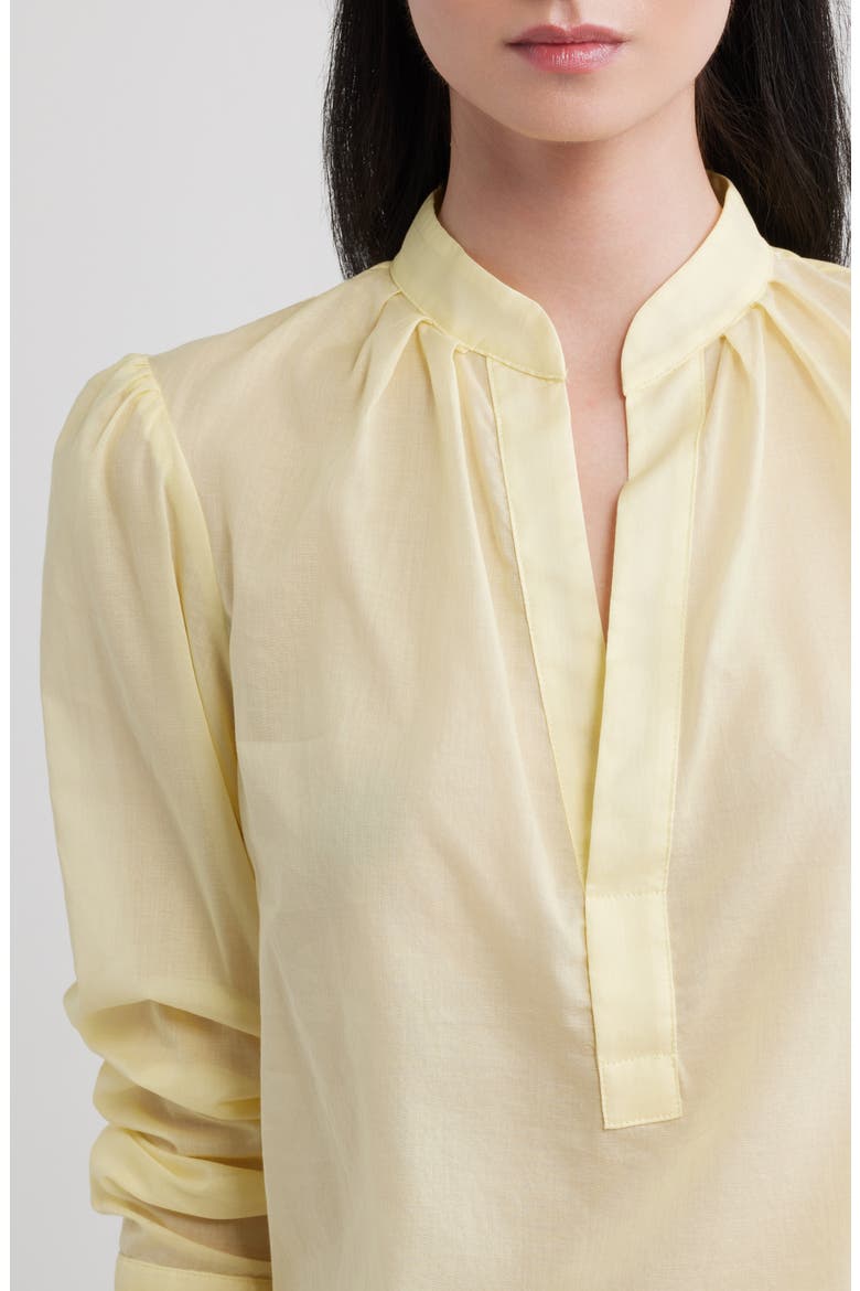 Long Sleeve Pleat Woven Top, Alternate, color, BUTTER YELLOW SHEER