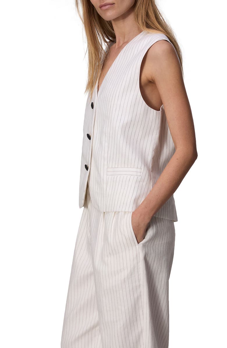 rag & bone Erin Stripe Cotton & Linen Vest, Alternate, color, White Stripe