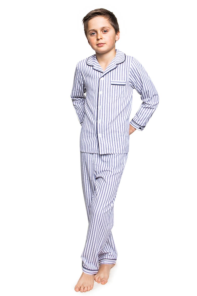 French Ticking Pajama Set, Main, color, BLUE