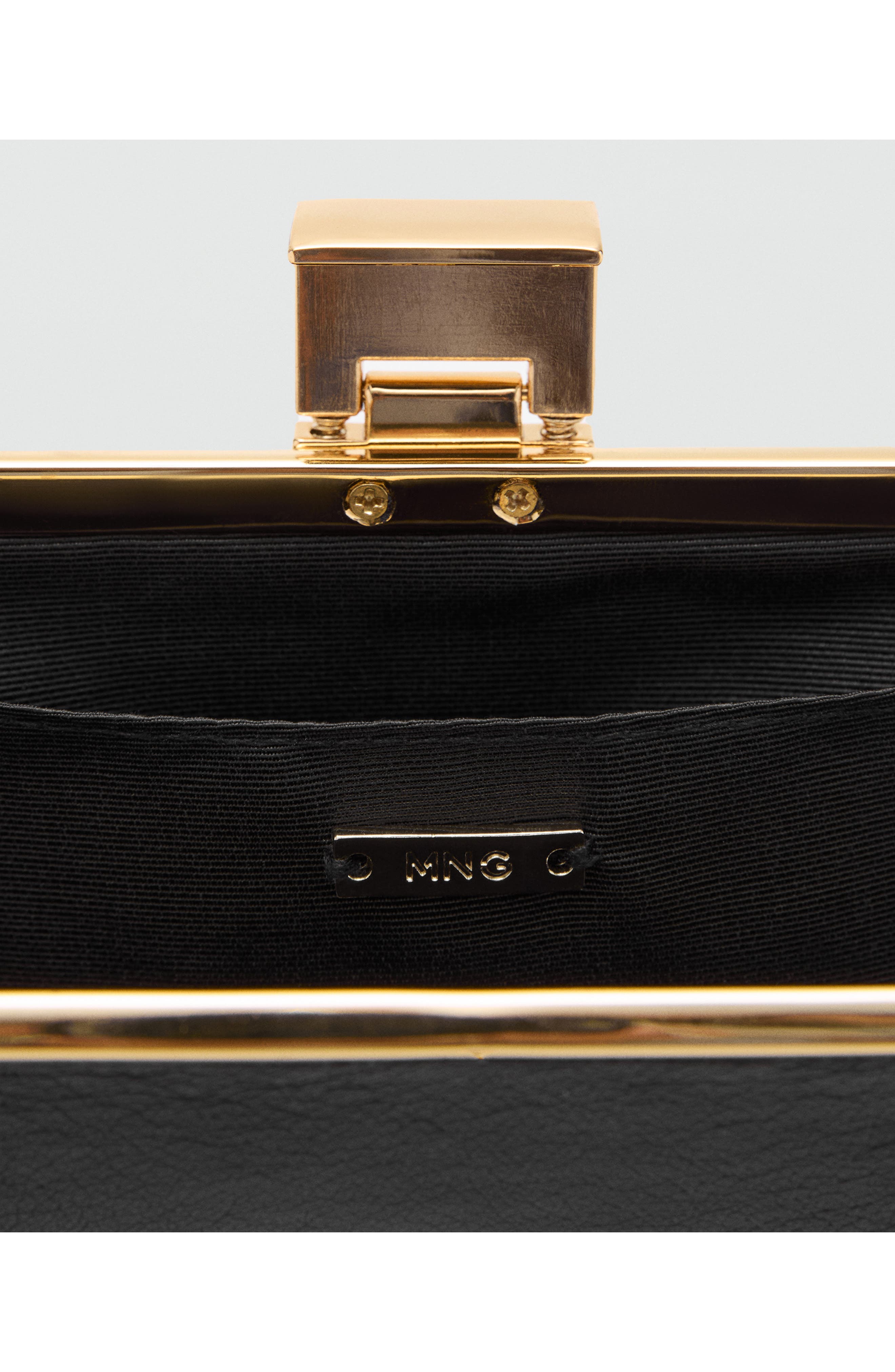 MANGO Metallic Frame Clutch, Alternate, color, Black