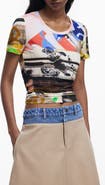 Desigual Abstract Print Cotton Blend T-Shirt